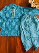 Pure cotton Printed Kurta with printed dhoti sets-Green