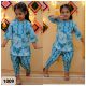 Girls Pure cotton Printed Kurta with dhoti set-Blue