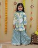 Pure cotton floral printed Ethnic style Kurta sharara with chiffon duppata- light Green