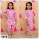 Girls Pure cotton Printed Kurta with dhoti set-Light Pink