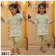 Girls Pure cotton Printed Kurta with dhoti set-Light Green
