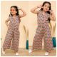 Girls sleeveless notched collar set