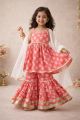 Girls Pretty and cute floral Printed Peplum Sleevelss Kurta sharara with duppata set