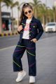 Stunning and Stylish Girls 3pc Denim Cord set wity fancy colorful buttons