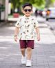 Boys Henley Neck Shirt with Shorts
