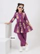 Stylish Ikkat pure cotton cord set-purple