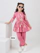Stylish Ikkat pure cotton cord set-pink