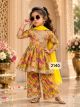Girls Festive Printed Peplum plazzo Set