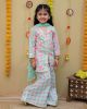 Pure cotton floral printed Ethnic style Kurta sharara with chiffon duppata- Green