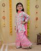 Pure cotton floral printed Ethnic style Kurta sharara with chiffon duppata - Pink