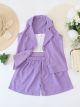 Cotton Blend Stylish Western look 3piece Summer cord sets- Purple