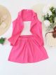 Cotton Blend Stylish Western look 3piece Summer cord sets-Pink
