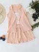 Cotton Blend Stylish Western look 3piece Summer cord sets- Peach