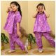 Pure cotton Printed Peplum Cord set with 2 openable buttons- Pink