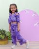 Pure cotton Printed off shoulder 2piece cord set-Blue