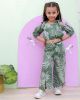 Pure cotton Printed off shoulder 2piece cord set- Green