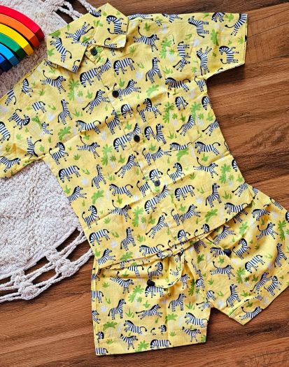 Funky prints Shirt and shorts set pure cotton