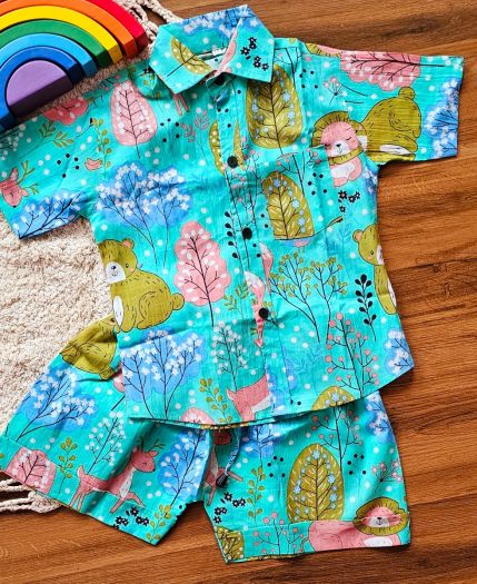 Funky prints Shirt and shorts set pure cotton