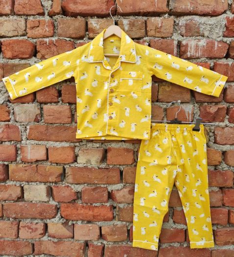 Unisex Kids Cotton Rabbit Printed Night suit