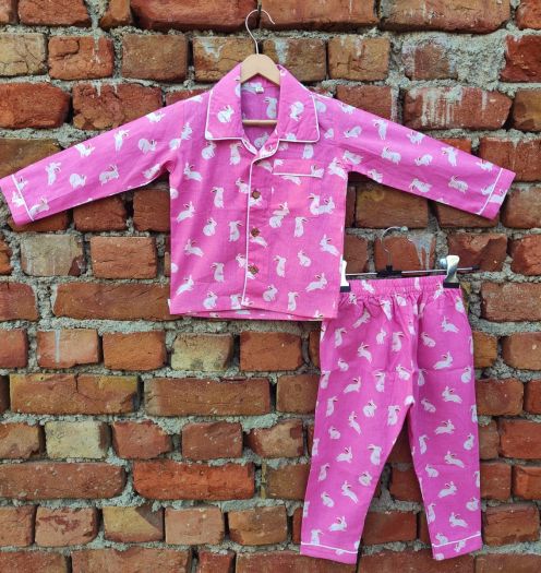 Unisex Kids Cotton Rabbit Printed Night suit