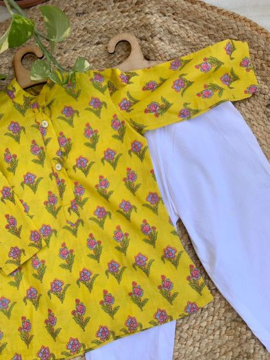 Boys Printed cotton kurta with pajama set