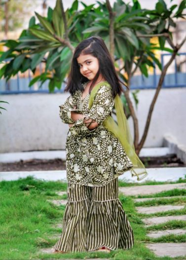 Girls Alia Cut style kurta sharara with duppata