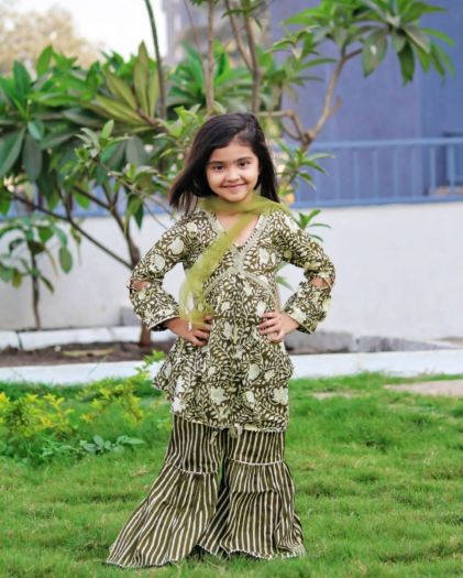 Girls Alia Cut style kurta sharara with duppata