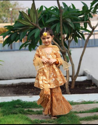 Girls Alia Cut style kurta sharara with duppata