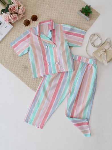 Pure cotton Striped 2piece cord set- Striped color