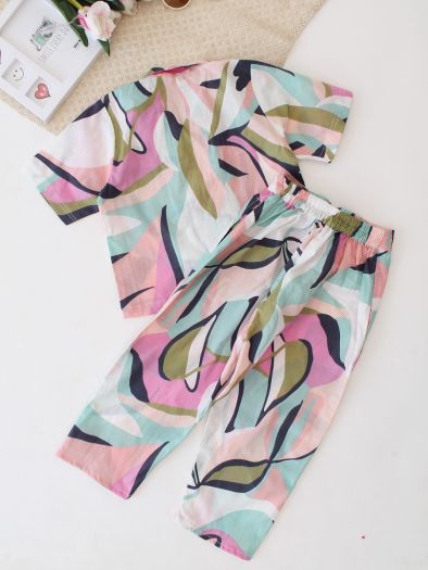 Pure cotton abstract printed 2piece cord set