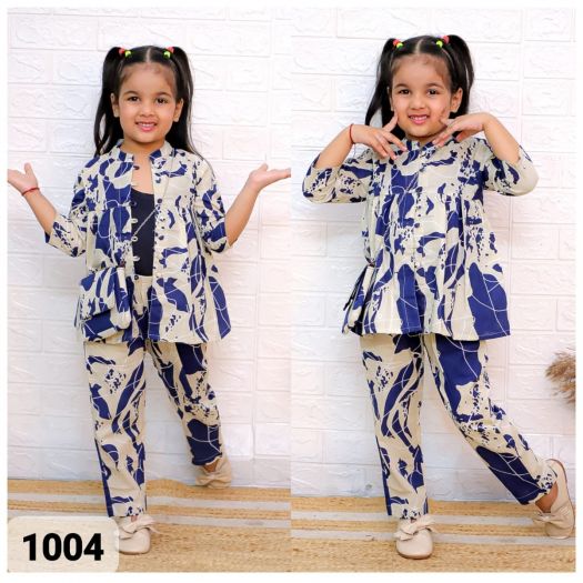 Hot Selling Pure cotton Girls 3piece cord set(Top+pant+sling bag)blue abs