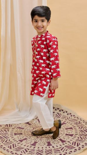 Boys Festive wear kurta pajama-red